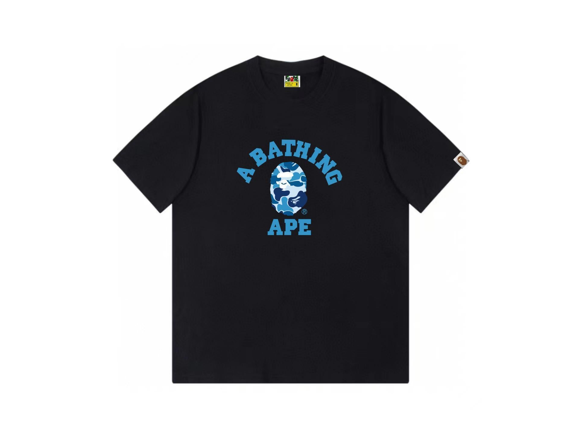 High version cross-border summer new trendy brand BAPE Little Ape Man letter seamless cylindrical 260G pure cotton short sleeved T-shirt (36)