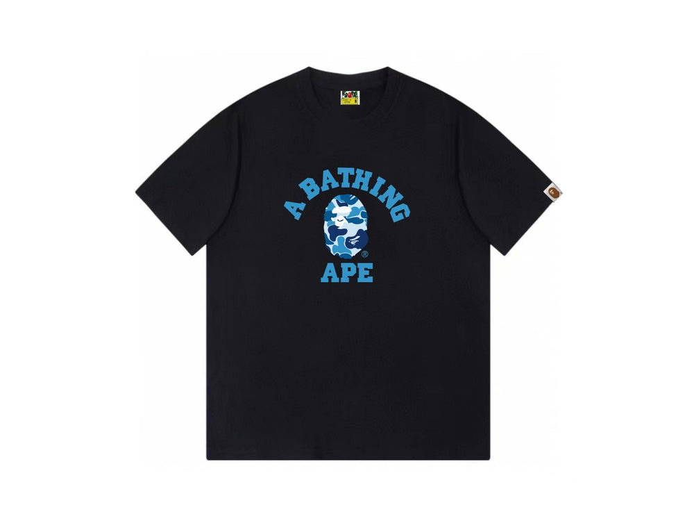 High version cross-border summer new trendy brand BAPE Little Ape Man letter seamless cylindrical 260G pure cotton short sleeved T-shirt (36)