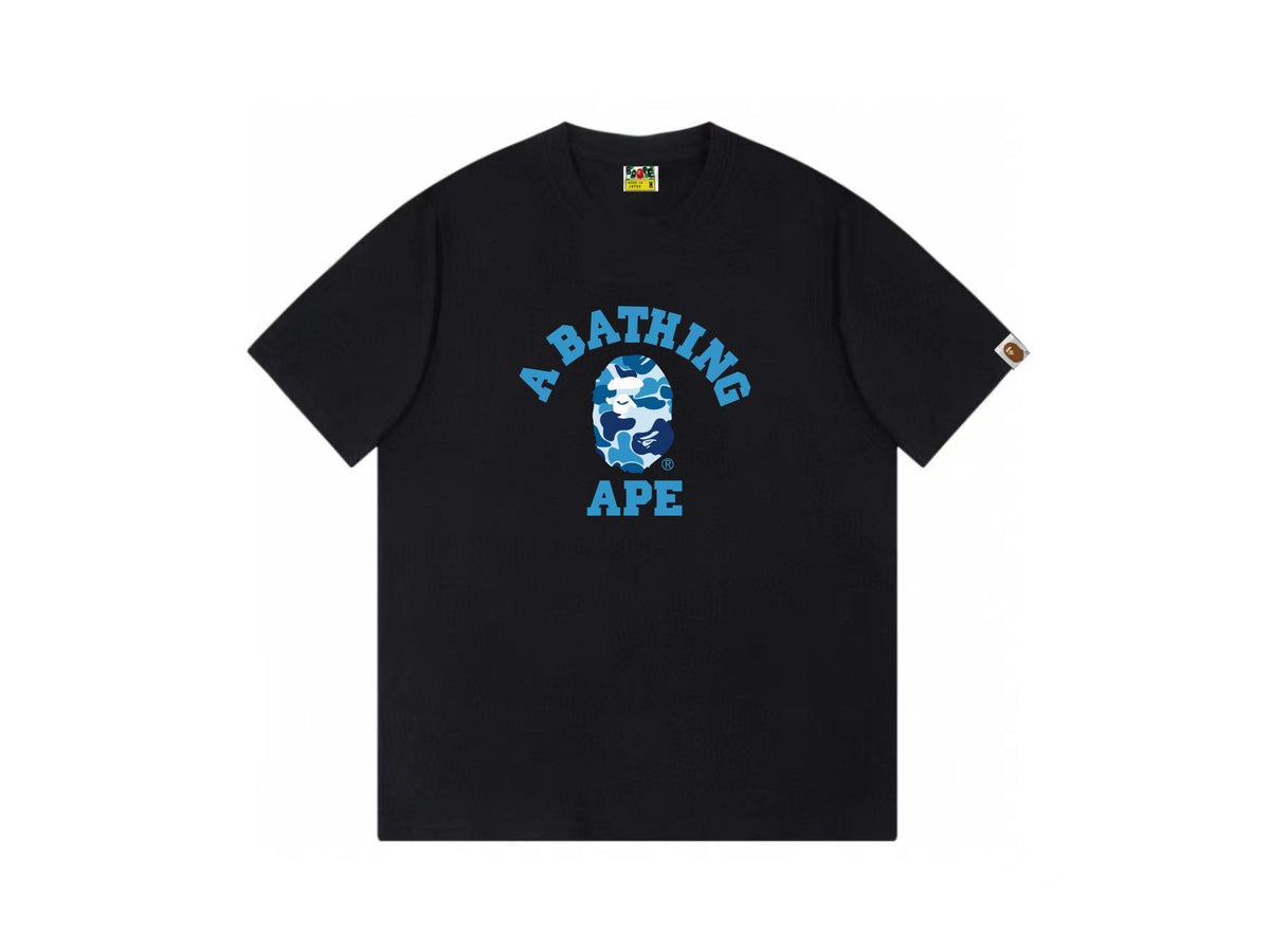 High version cross-border summer new trendy brand BAPE Little Ape Man letter seamless cylindrical 260G pure cotton short sleeved T-shirt (36)