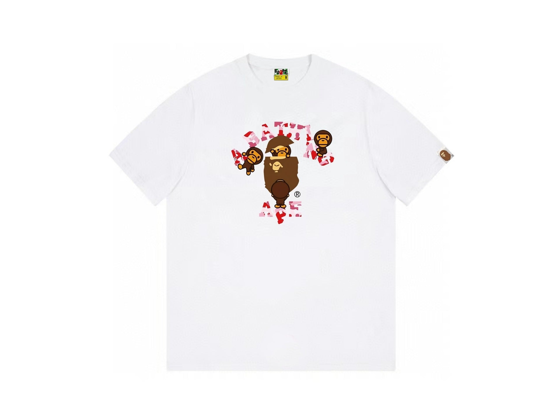 High version cross-border summer new trendy brand BAPE Little Ape Man letter seamless cylindrical 260G pure cotton short sleeved T-shirt (6)