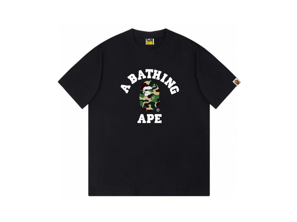 High version cross-border summer new trendy brand BAPE Little Ape Man letter seamless cylindrical 260G pure cotton short sleeved T-shirt (33)