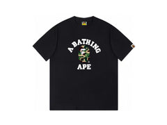 High version cross-border summer new trendy brand BAPE Little Ape Man letter seamless cylindrical 260G pure cotton short sleeved T-shirt (33)