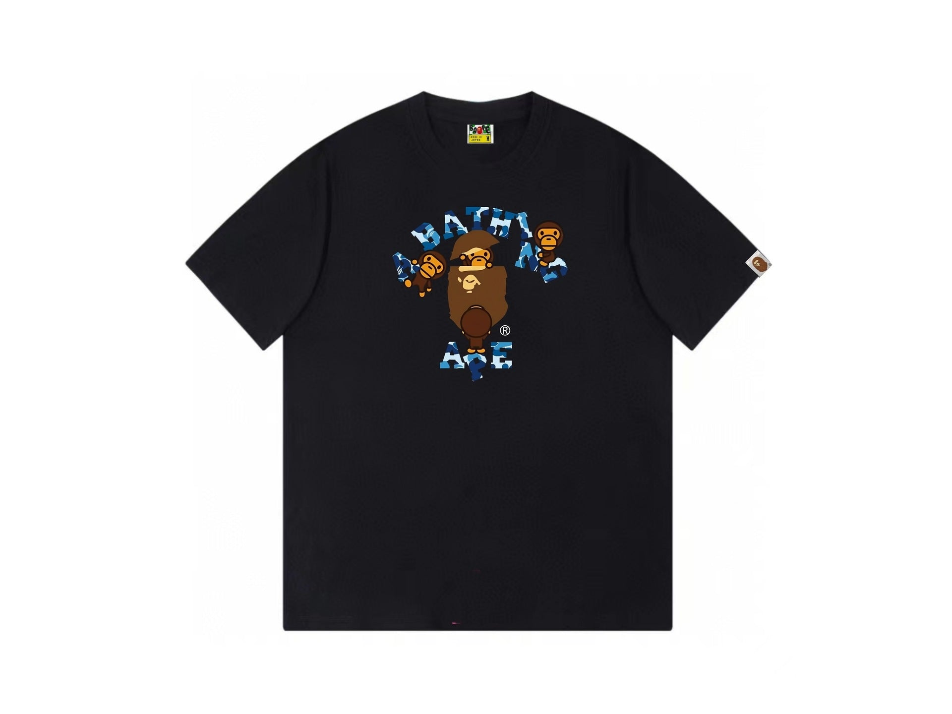 High version cross-border summer new trendy brand BAPE Little Ape Man letter seamless cylindrical 260G pure cotton short sleeved T-shirt (4)