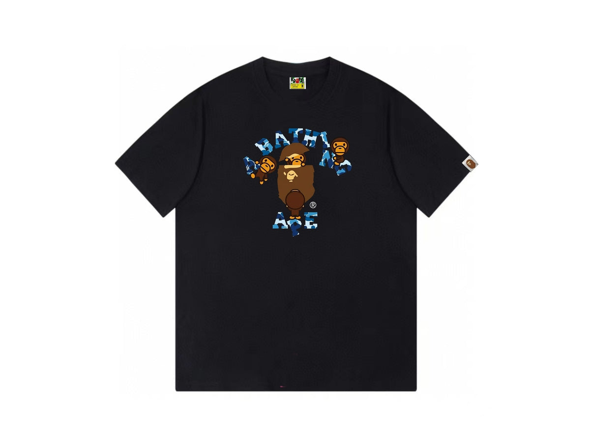 High version cross-border summer new trendy brand BAPE Little Ape Man letter seamless cylindrical 260G pure cotton short sleeved T-shirt (4)