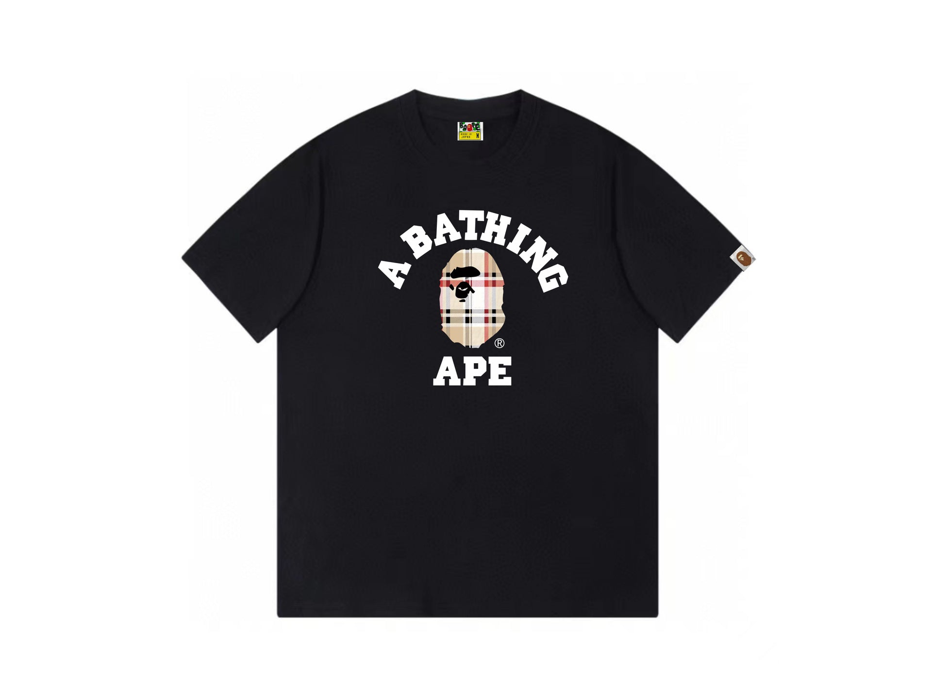 High version cross-border summer new trendy brand BAPE Little Ape Man letter seamless cylindrical 260G pure cotton short sleeved T-shirt (27)