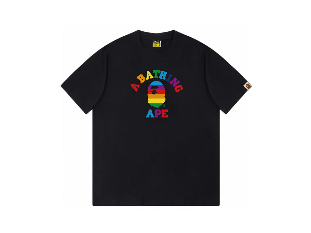 High version cross-border summer new trendy brand BAPE Little Ape Man letter seamless cylindrical 260G pure cotton short sleeved T-shirt (20)
