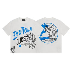 MIXED EMOTION Emotional Closet Cupid Graphic Short Sleeve T-Shirt - White / Blue