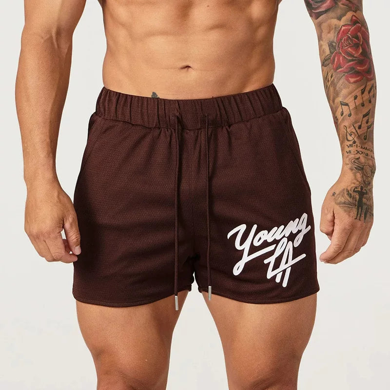 Youngla quarter shorts men's summer quick drying mesh casual sports pants running squat basketball fitness pants