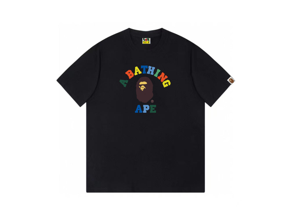 High version cross-border summer new trendy brand BAPE Little Ape Man letter seamless cylindrical 260G pure cotton short sleeved T-shirt (12)