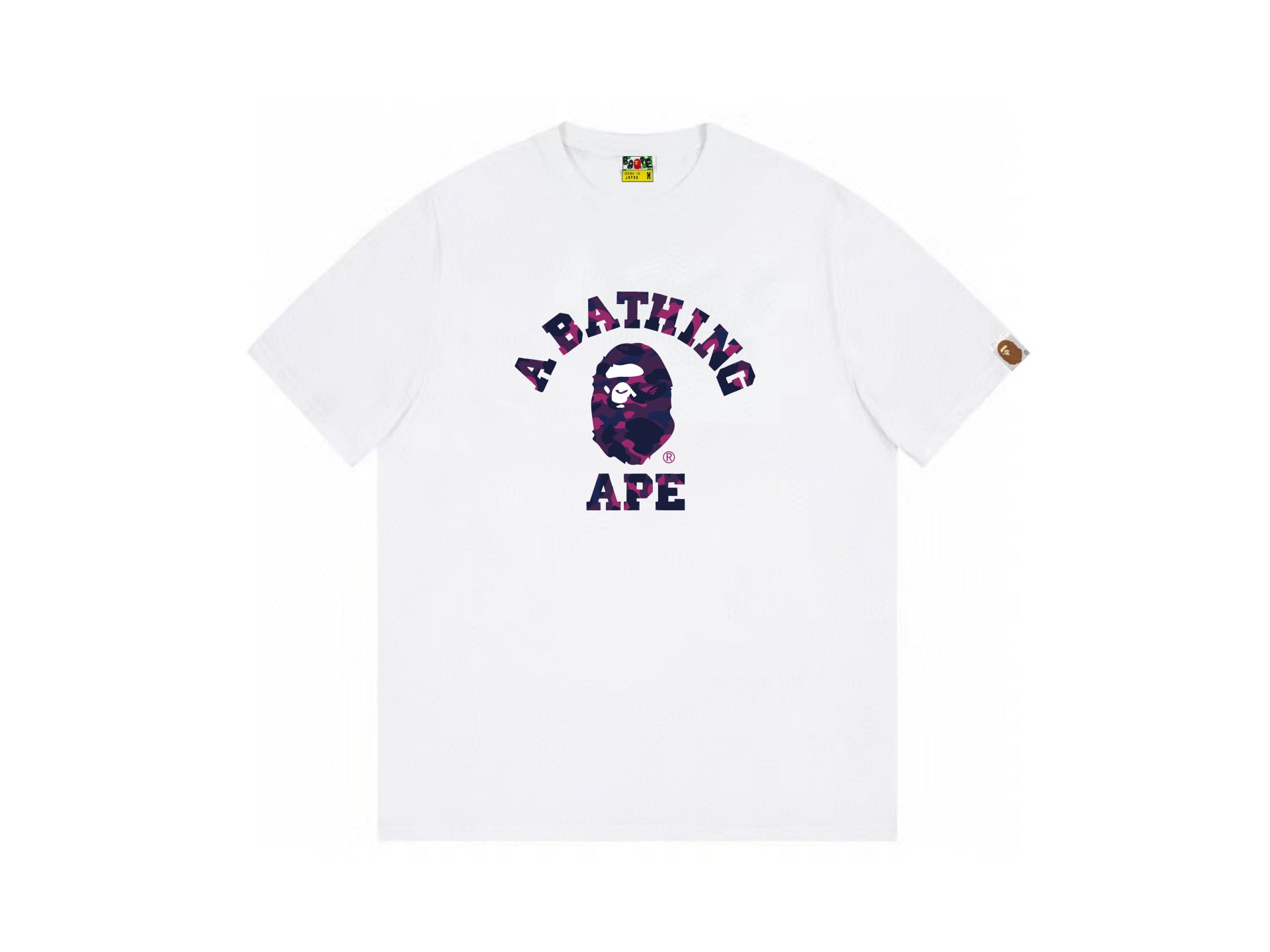 High version cross-border summer new trendy brand BAPE Little Ape Man letter seamless cylindrical 260G pure cotton short sleeved T-shirt (29)