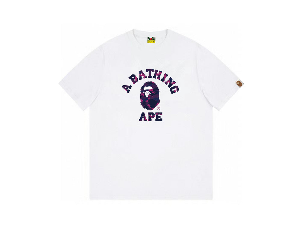 High version cross-border summer new trendy brand BAPE Little Ape Man letter seamless cylindrical 260G pure cotton short sleeved T-shirt (29)