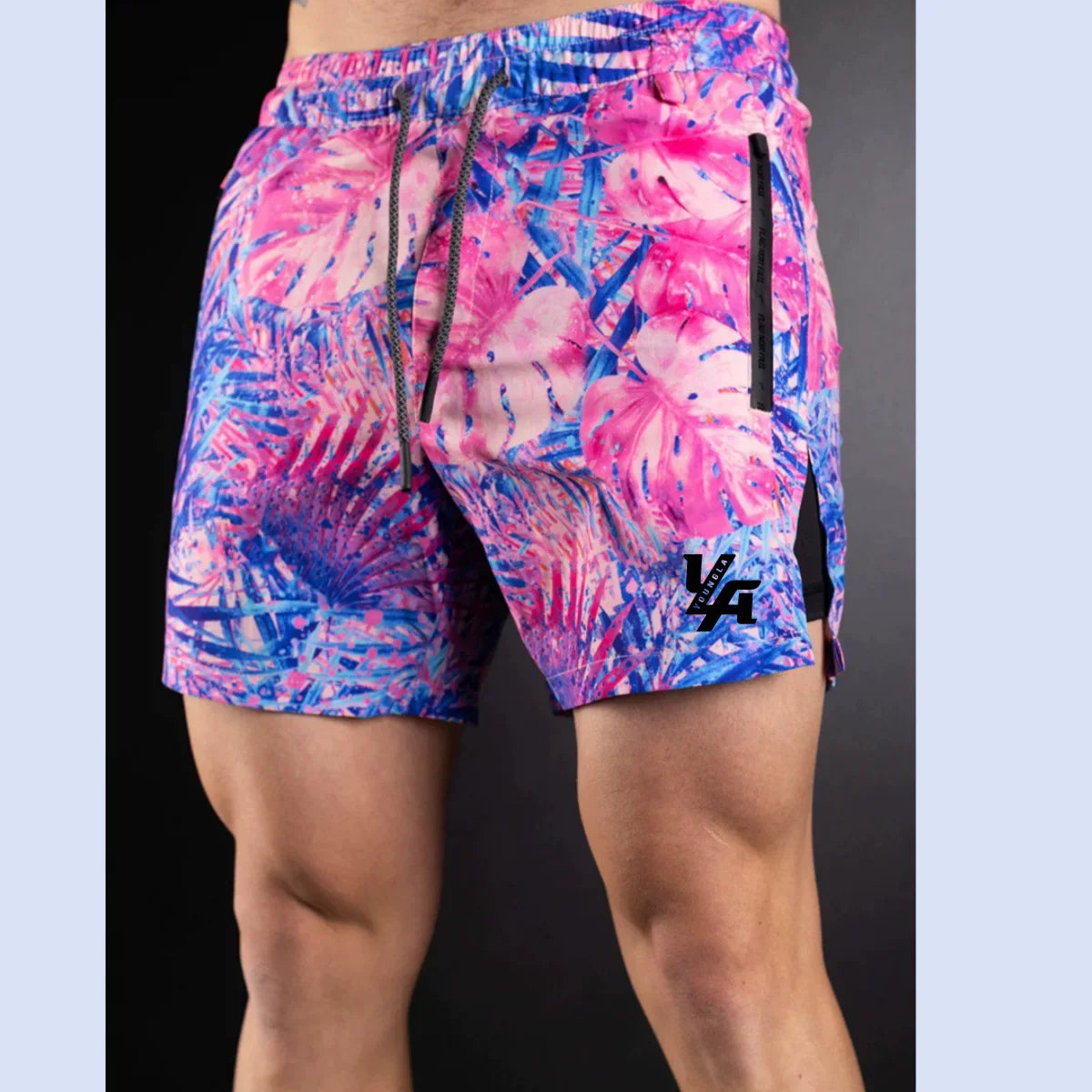 Youngla Summer Men's Sports Shorts Summer Outdoor Beach Shorts Knee High Running Speed Dry Fitness Shorts