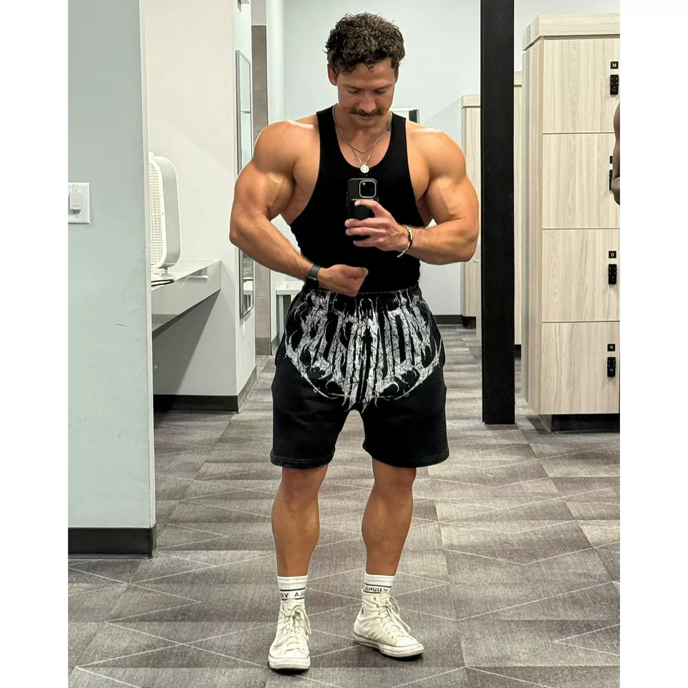 YONGLA trendy men's printed sports and fitness shorts, summer casual trendy basketball and running five quarter pants
