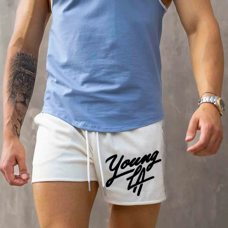 Youngla quarter shorts men's summer quick drying mesh casual sports pants running squat basketball fitness pants