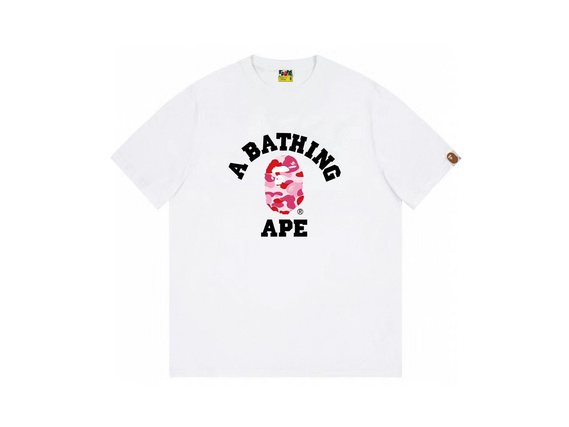High version cross-border summer new trendy brand BAPE Little Ape Man letter seamless cylindrical 260G pure cotton short sleeved T-shirt (34)