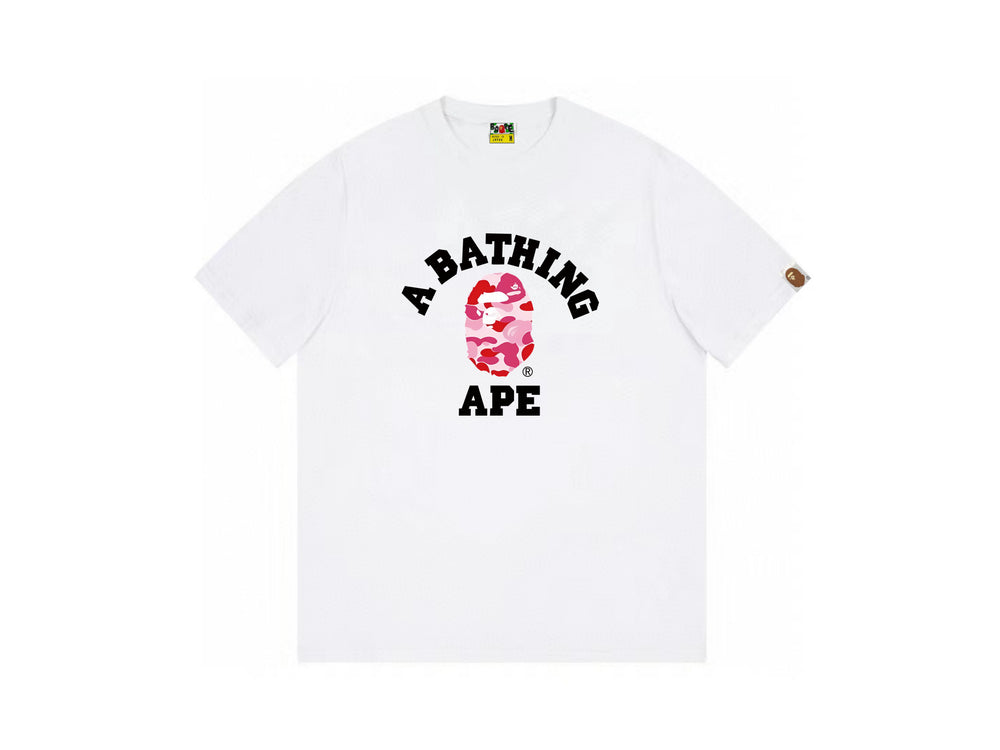 High version cross-border summer new trendy brand BAPE Little Ape Man letter seamless cylindrical 260G pure cotton short sleeved T-shirt (34)