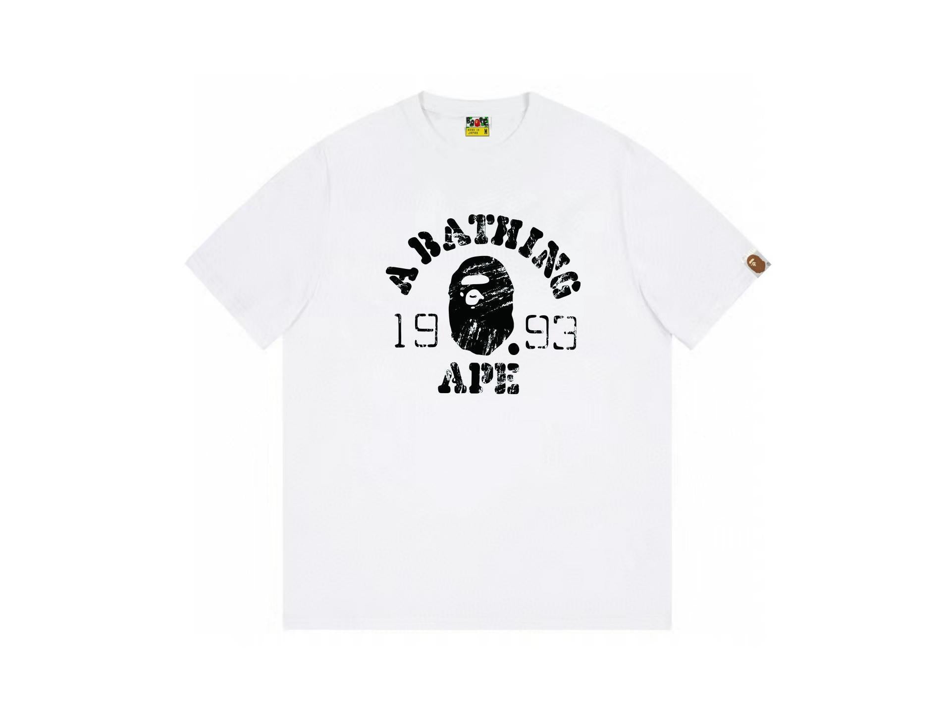High version cross-border summer new trendy brand BAPE Little Ape Man letter seamless cylindrical 260G pure cotton short sleeved T-shirt (38)