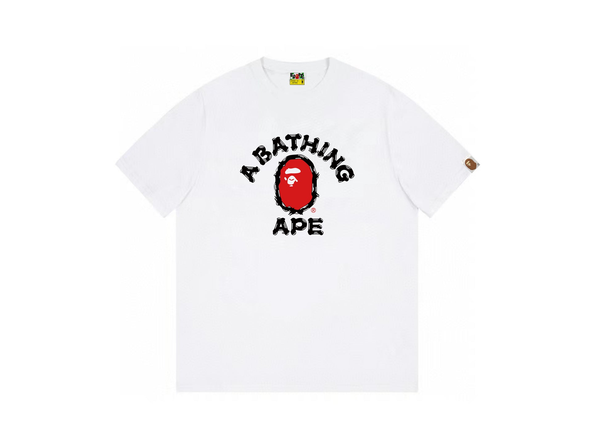 High version cross-border summer new trendy brand BAPE Little Ape Man letter seamless cylindrical 260G pure cotton short sleeved T-shirt (11)