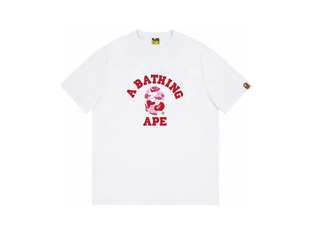 High version cross-border summer new trendy brand BAPE Little Ape Man letter seamless cylindrical 260G pure cotton short sleeved T-shirt (35)