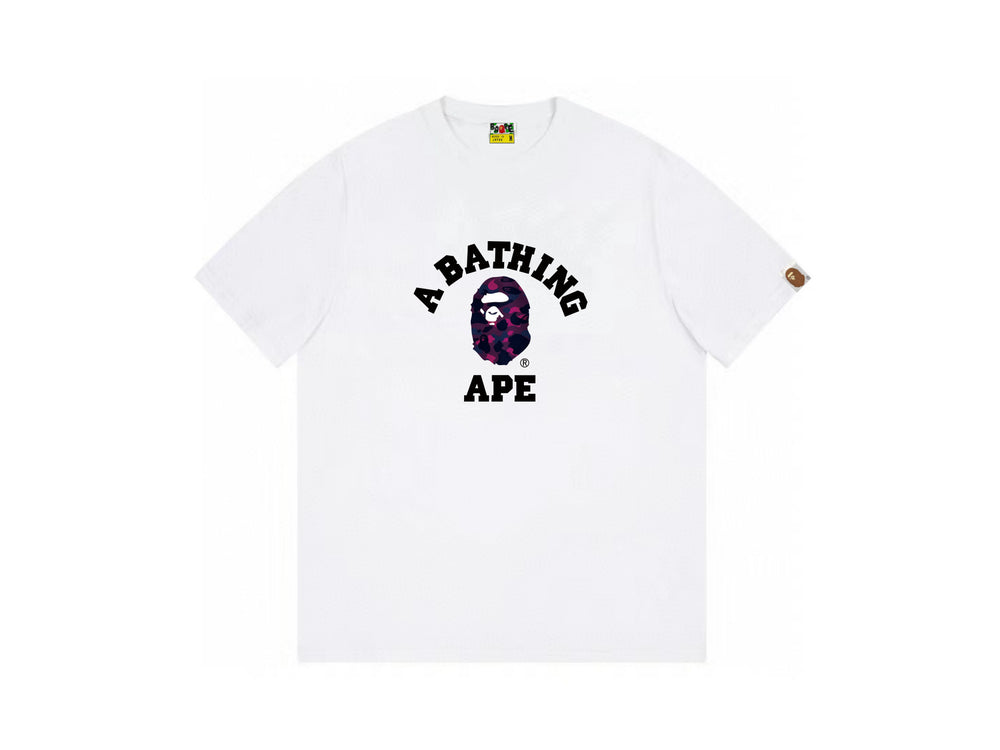 High version cross-border summer new trendy brand BAPE Little Ape Man letter seamless cylindrical 260G pure cotton short sleeved T-shirt (16)
