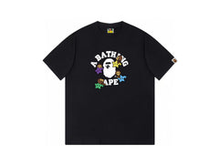 High version cross-border summer new trendy brand BAPE Little Ape Man letter seamless cylindrical 260G pure cotton short sleeved T-shirt (18)