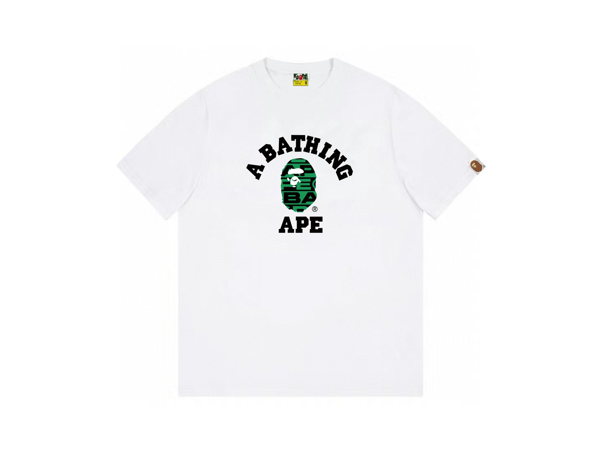 High version cross-border summer new trendy brand BAPE Little Ape Man letter seamless cylindrical 260G pure cotton short sleeved T-shirt (7)