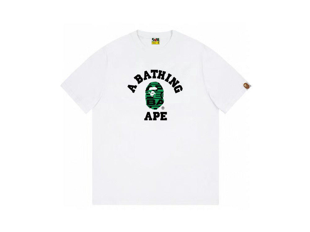High version cross-border summer new trendy brand BAPE Little Ape Man letter seamless cylindrical 260G pure cotton short sleeved T-shirt (7)
