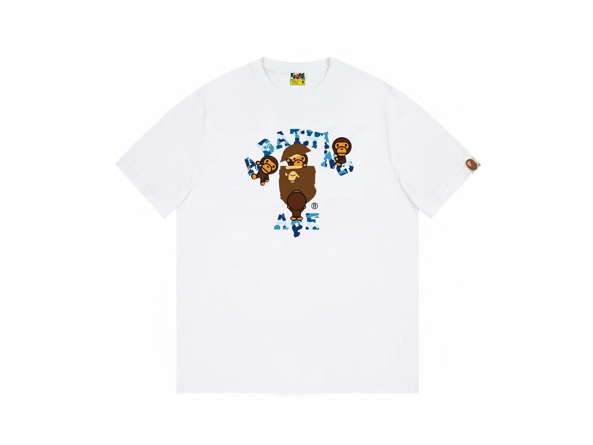 High version cross-border summer new trendy brand BAPE Little Ape Man letter seamless cylindrical 260G pure cotton short sleeved T-shirt (4)