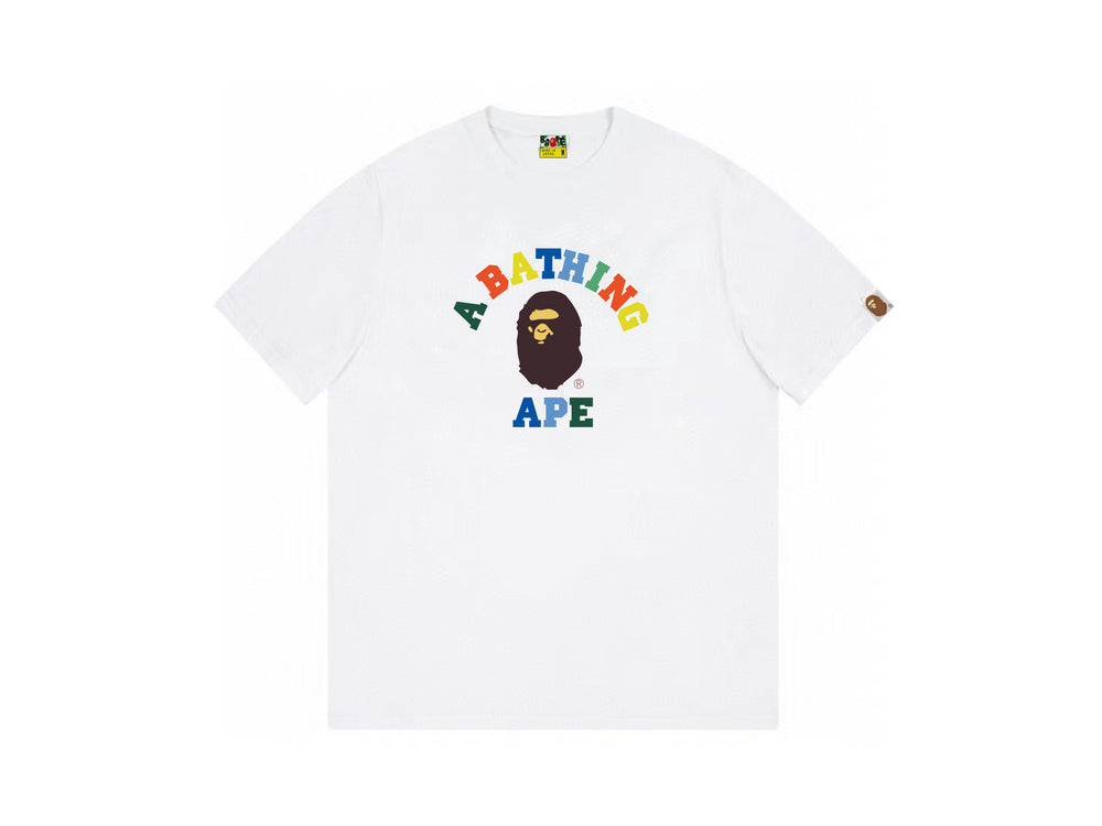 High version cross-border summer new trendy brand BAPE Little Ape Man letter seamless cylindrical 260G pure cotton short sleeved T-shirt (12)