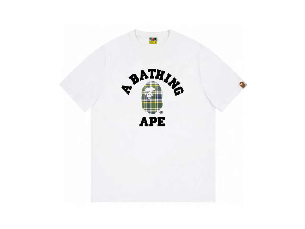 High version cross-border summer new trendy brand BAPE Little Ape Man letter seamless cylindrical 260G pure cotton short sleeved T-shirt (26)