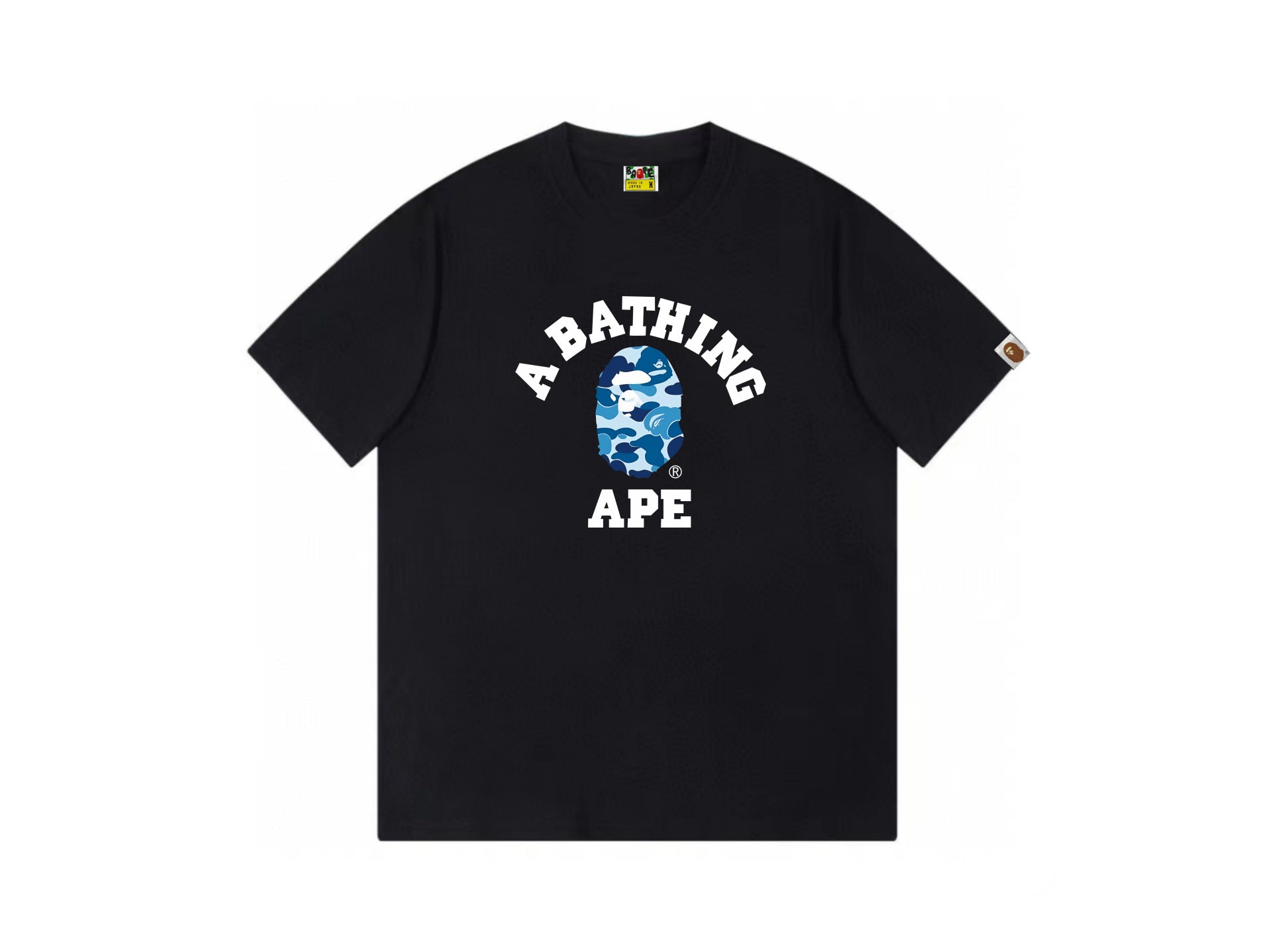 High version cross-border summer new trendy brand BAPE Little Ape Man letter seamless cylindrical 260G pure cotton short sleeved T-shirt (32)