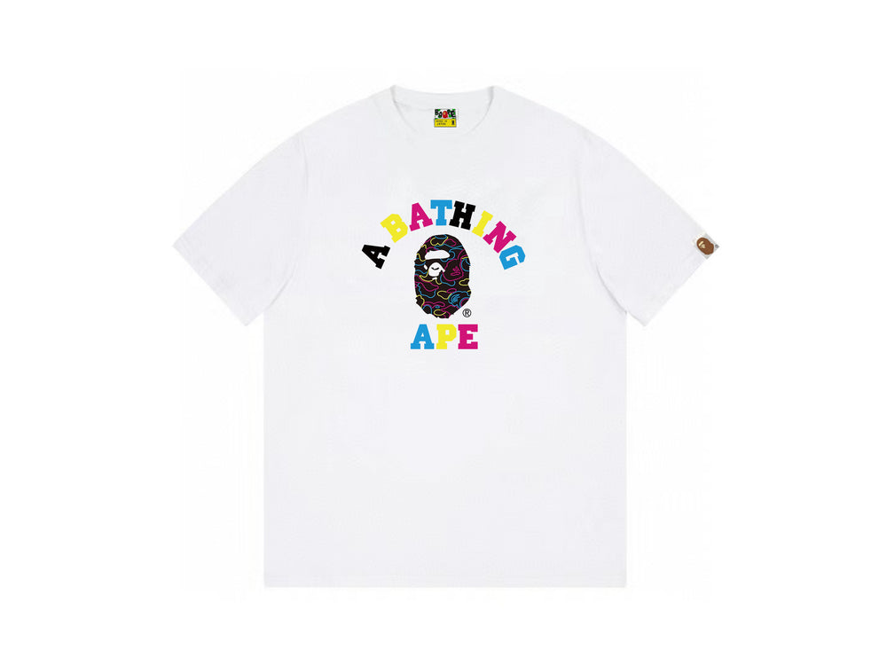 High version cross-border summer new trendy brand BAPE Little Ape Man letter seamless cylindrical 260G pure cotton short sleeved T-shirt (13)