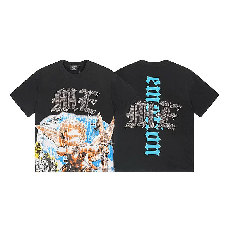 MIXED EMOTION Angel Archer Graphic Short Sleeve T-Shirt - Black