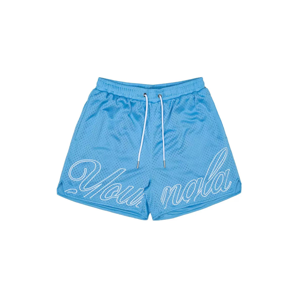 YOUNG LA Mesh Summer Shorts Men's Sports Fitness Leisure Beach Shorts Outdoor Running Training Quarters