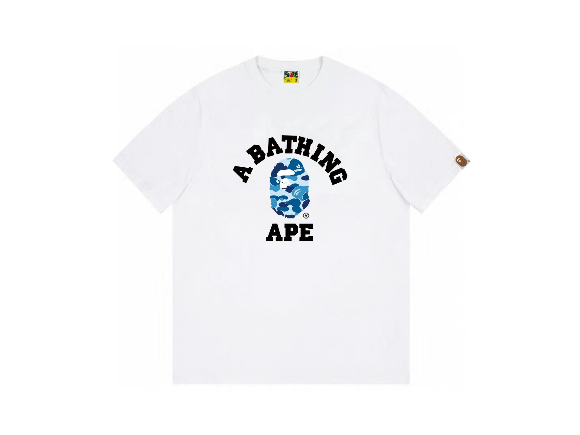 High version cross-border summer new trendy brand BAPE Little Ape Man letter seamless cylindrical 260G pure cotton short sleeved T-shirt (32)