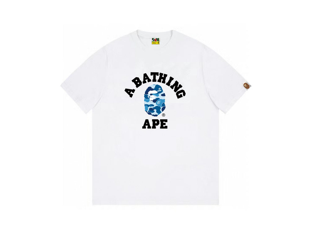High version cross-border summer new trendy brand BAPE Little Ape Man letter seamless cylindrical 260G pure cotton short sleeved T-shirt (32)