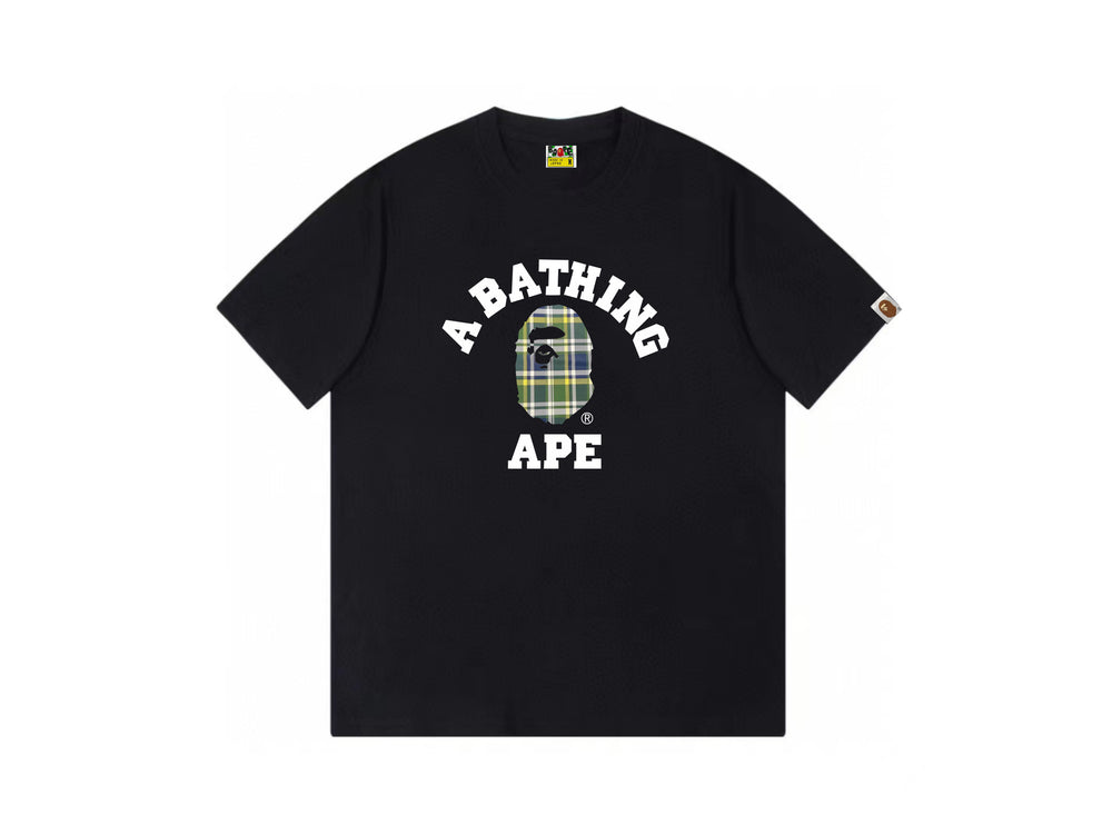 High version cross-border summer new trendy brand BAPE Little Ape Man letter seamless cylindrical 260G pure cotton short sleeved T-shirt (26)