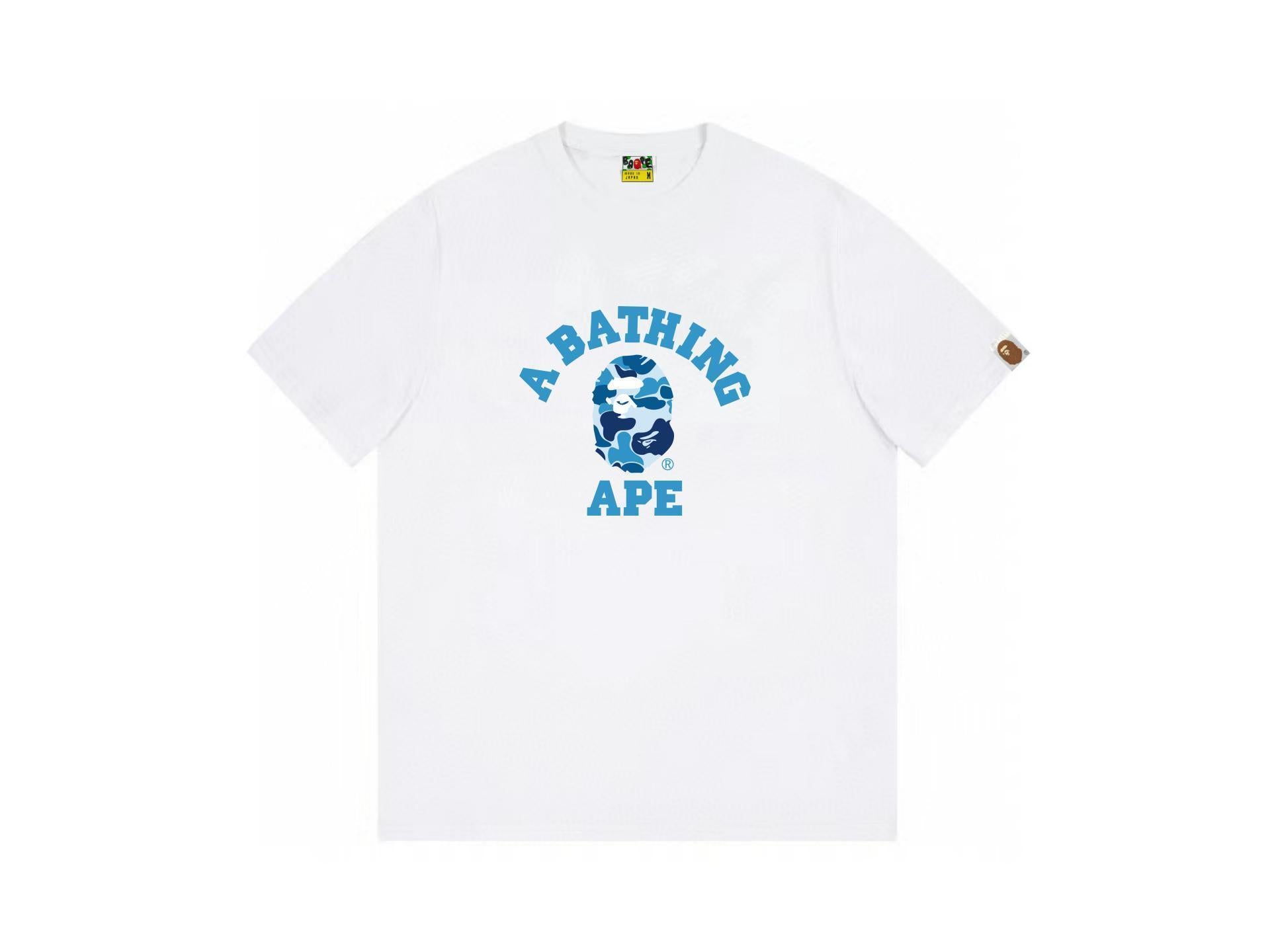 High version cross-border summer new trendy brand BAPE Little Ape Man letter seamless cylindrical 260G pure cotton short sleeved T-shirt (36)