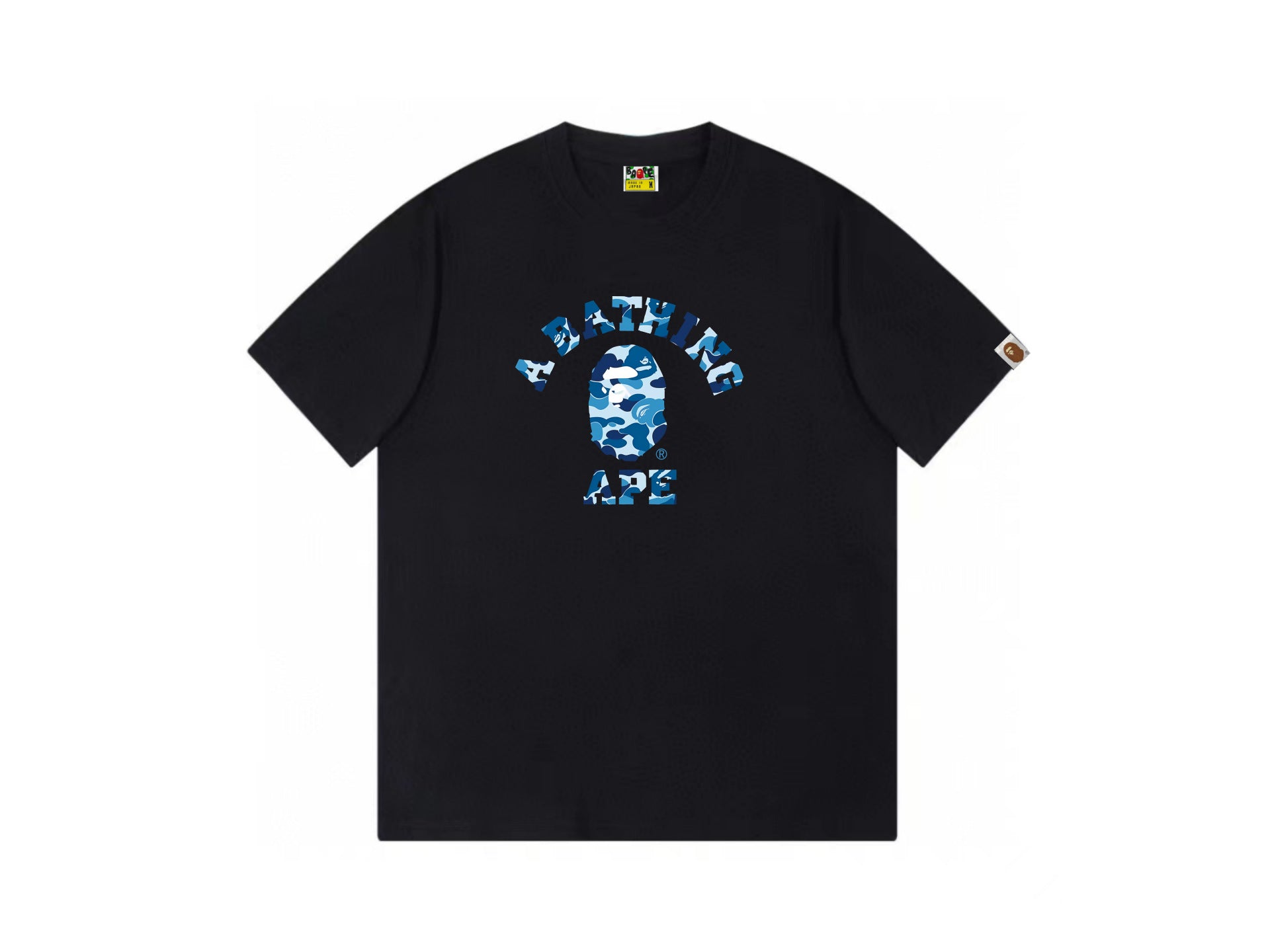 High version cross-border summer new trendy brand BAPE Little Ape Man letter seamless cylindrical 260G pure cotton short sleeved T-shirt (22)