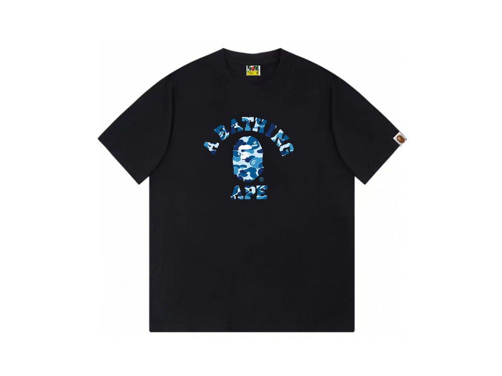 High version cross-border summer new trendy brand BAPE Little Ape Man letter seamless cylindrical 260G pure cotton short sleeved T-shirt (22)