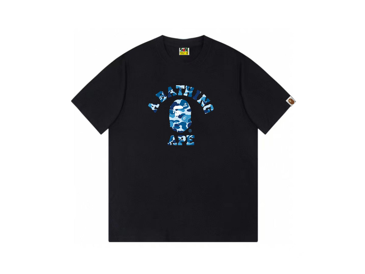 High version cross-border summer new trendy brand BAPE Little Ape Man letter seamless cylindrical 260G pure cotton short sleeved T-shirt (22)