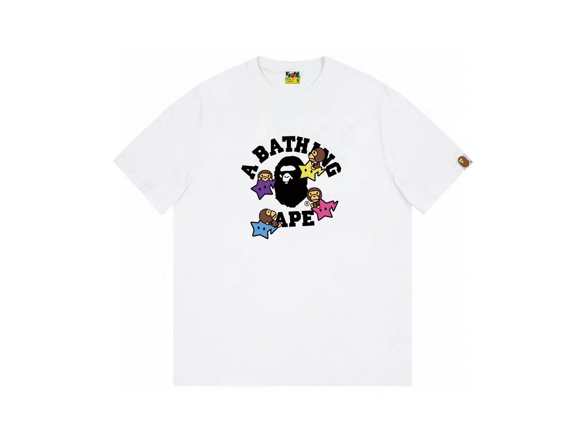 High version cross-border summer new trendy brand BAPE Little Ape Man letter seamless cylindrical 260G pure cotton short sleeved T-shirt (18)