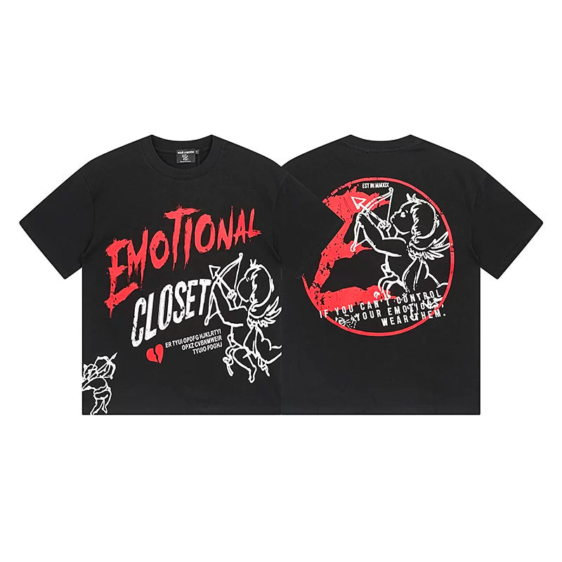 MIXED EMOTION Emotional Closet Cupid Graphic Short Sleeve T-Shirt - Black