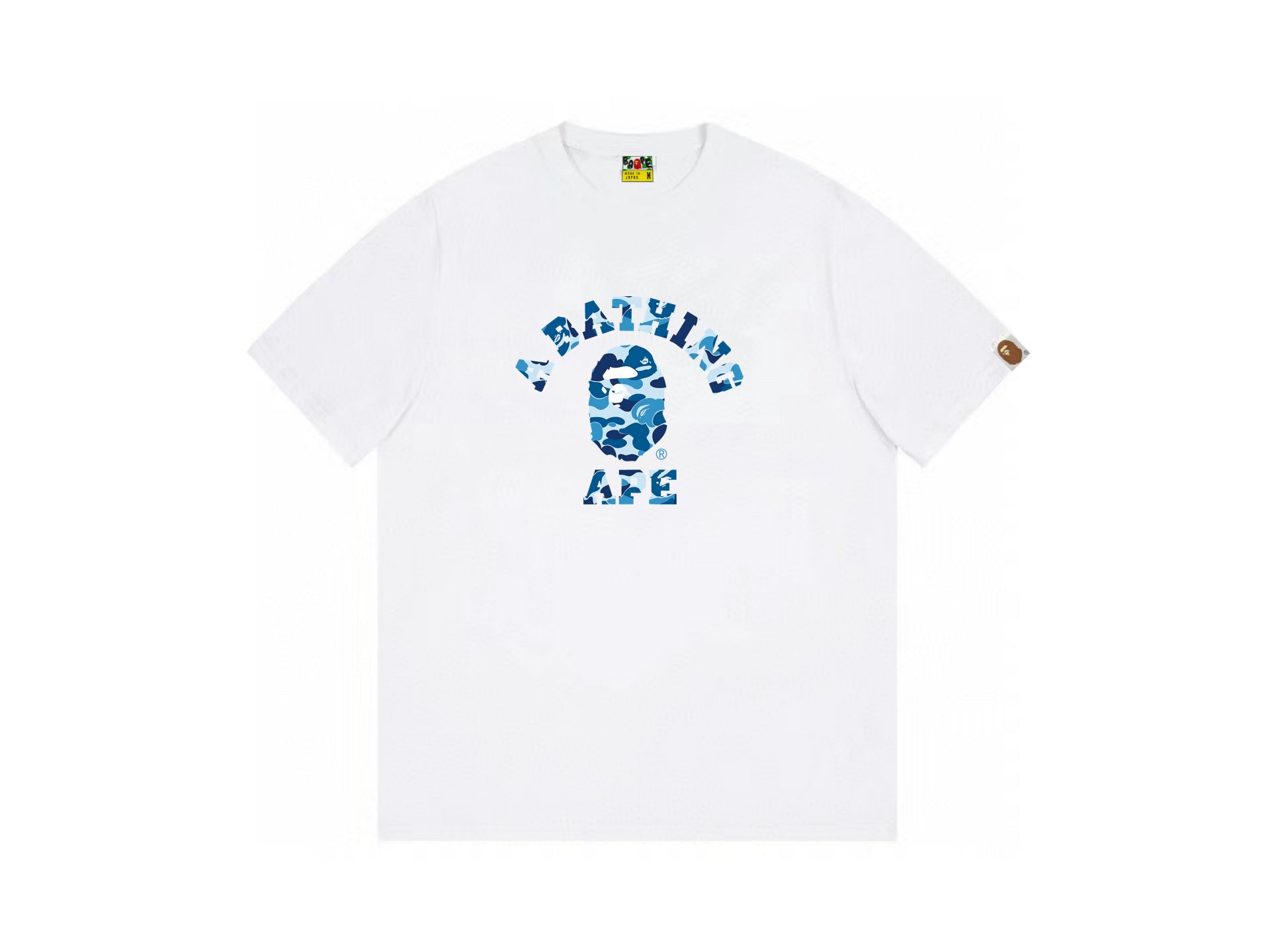 High version cross-border summer new trendy brand BAPE Little Ape Man letter seamless cylindrical 260G pure cotton short sleeved T-shirt (22)
