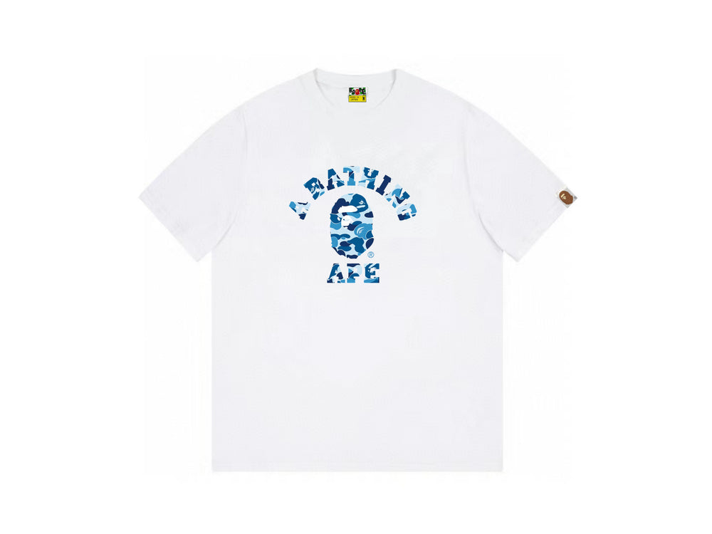 High version cross-border summer new trendy brand BAPE Little Ape Man letter seamless cylindrical 260G pure cotton short sleeved T-shirt (22)