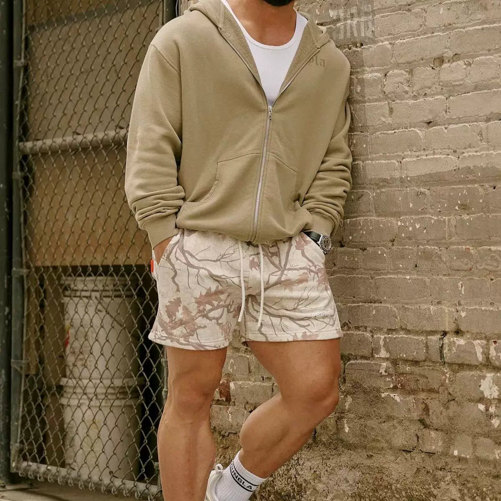 YOUNG LA American style withered leaf shorts men's casual camouflage summer retro letter loose fitness sports beach pants