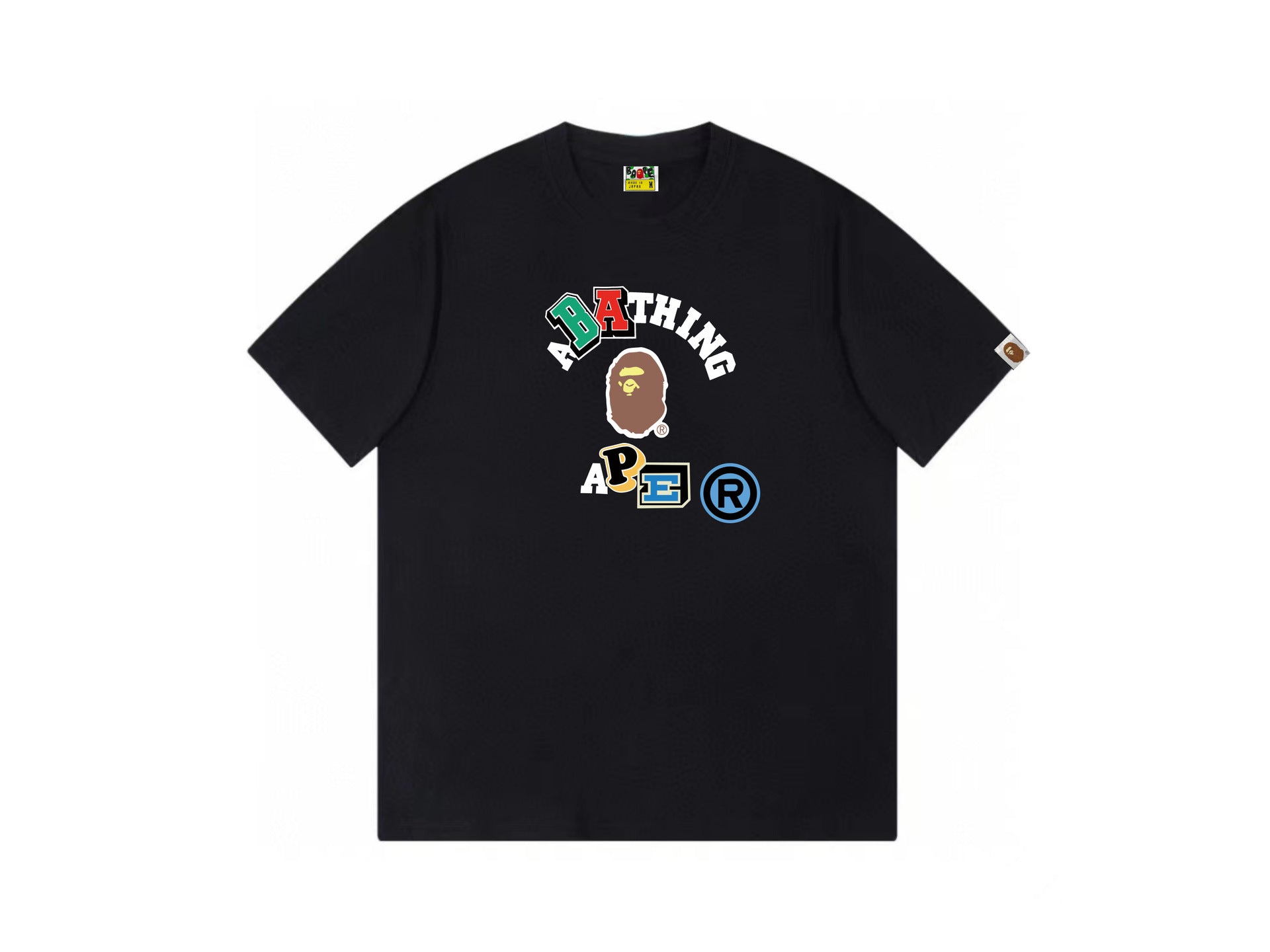 High version cross-border summer new trendy brand BAPE Little Ape Man letter seamless cylindrical 260G pure cotton short sleeved T-shirt (8)