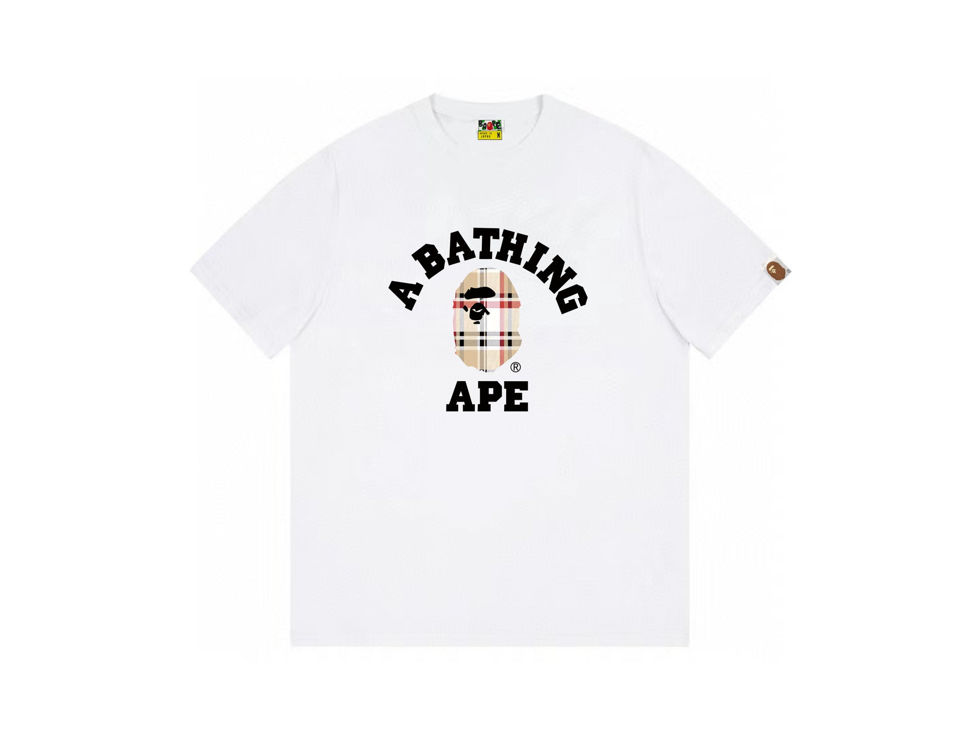 High version cross-border summer new trendy brand BAPE Little Ape Man letter seamless cylindrical 260G pure cotton short sleeved T-shirt (27)