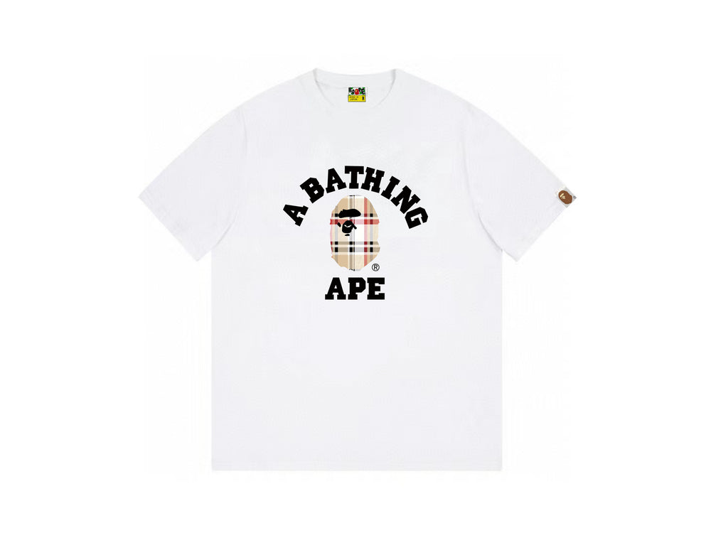 High version cross-border summer new trendy brand BAPE Little Ape Man letter seamless cylindrical 260G pure cotton short sleeved T-shirt (27)