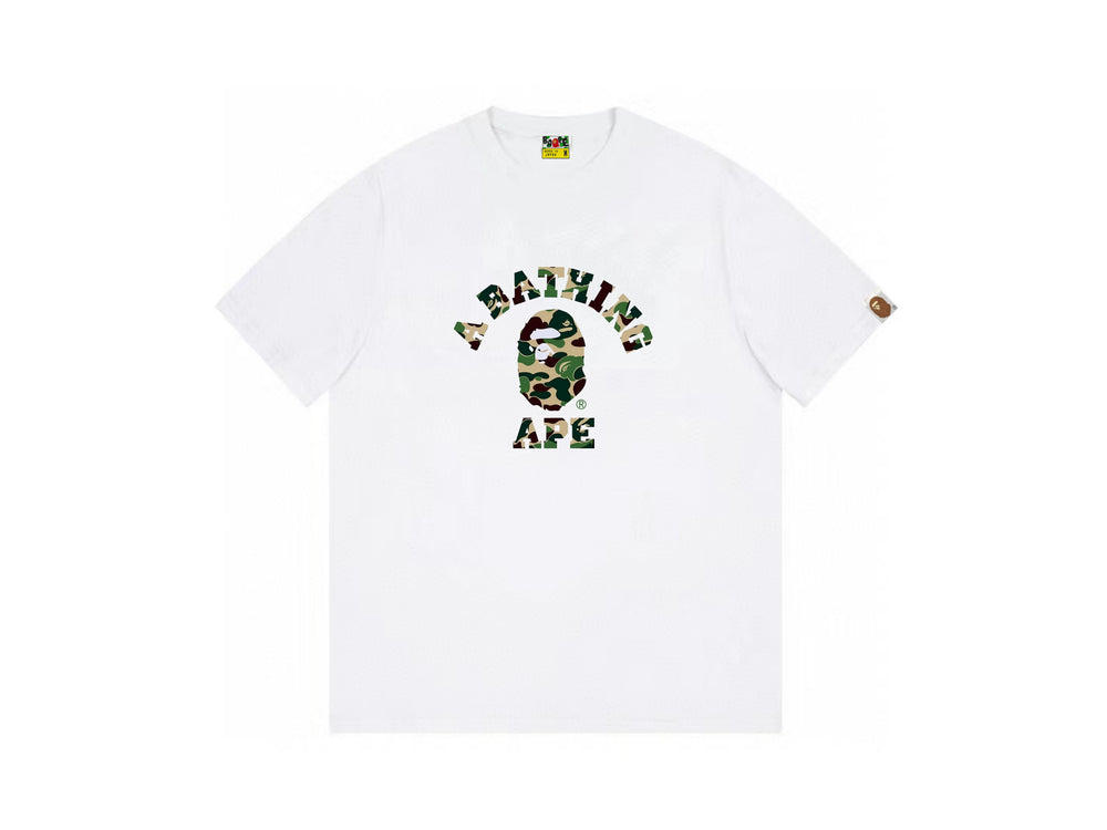 High version cross-border summer new trendy brand BAPE Little Ape Man letter seamless cylindrical 260G pure cotton short sleeved T-shirt (23)
